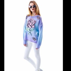 Minkpink blue and purple rose sweatshirt jumper